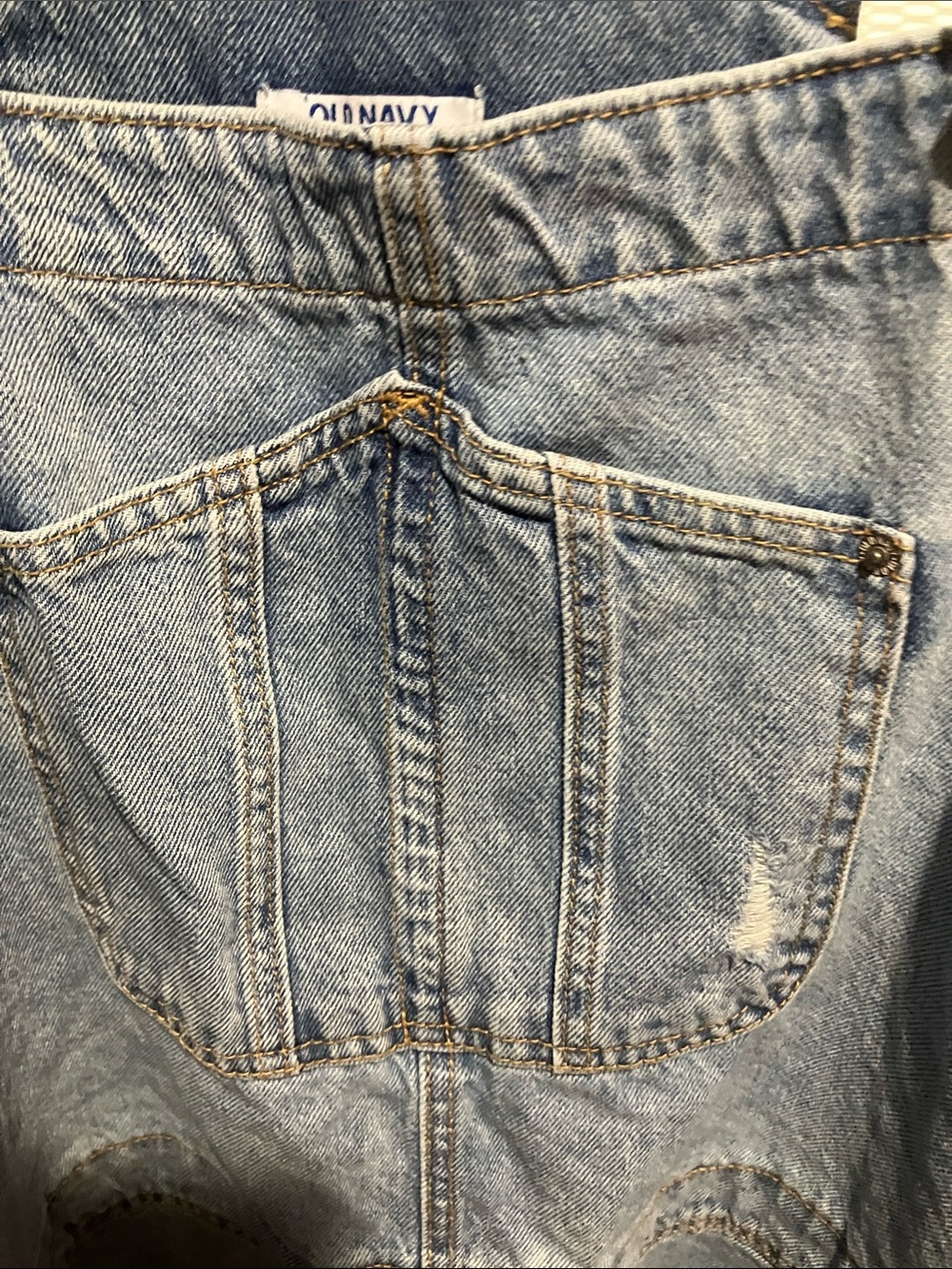 Old Navy Light Blue Denim Relaxed women Overalls Shorts - Picture 9 of 11